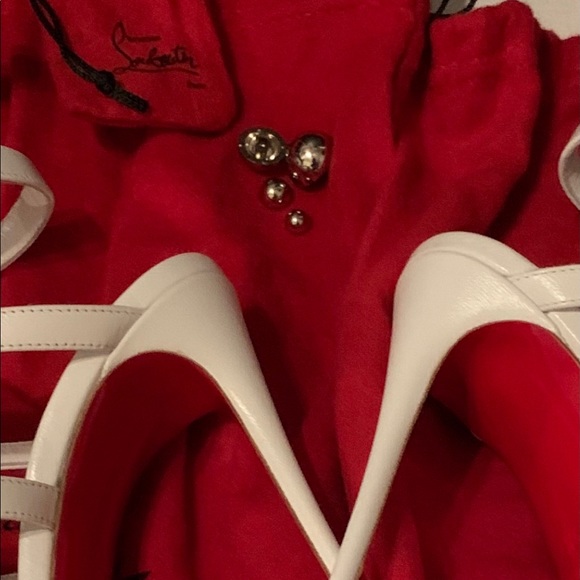 Christian Louboutin, white studded, tie up - Picture 7 of 11